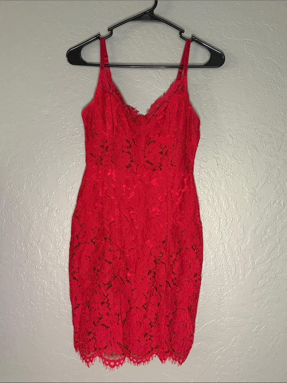Fashion Nova Red Lace Mini Slip Dress